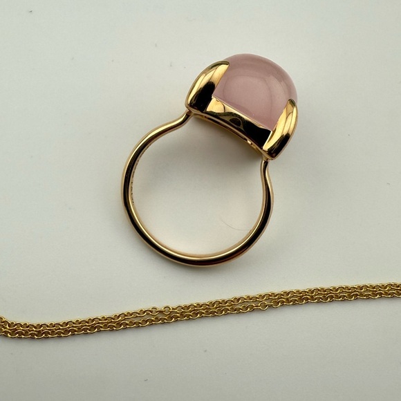 RARE Tiffany & Co. 18k Large Rose Quartz Sugar Stack Ring in Rose Gold - Picture 12 of 12